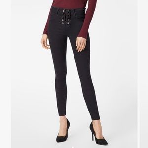 NWT JustFab High Waisted Lace Up Skinny Jeans